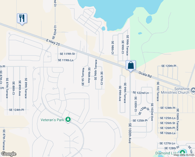 map of restaurants, bars, coffee shops, grocery stores, and more near 12123 Southeast 96th Terrace in Belleview