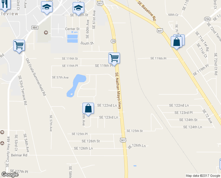 map of restaurants, bars, coffee shops, grocery stores, and more near 6271 Southeast 121st Place in Belleview