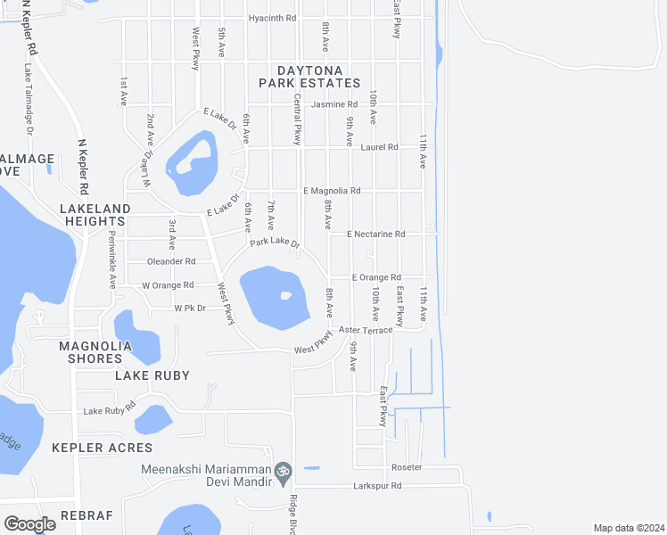 map of restaurants, bars, coffee shops, grocery stores, and more near 1025 8th Avenue in DeLand