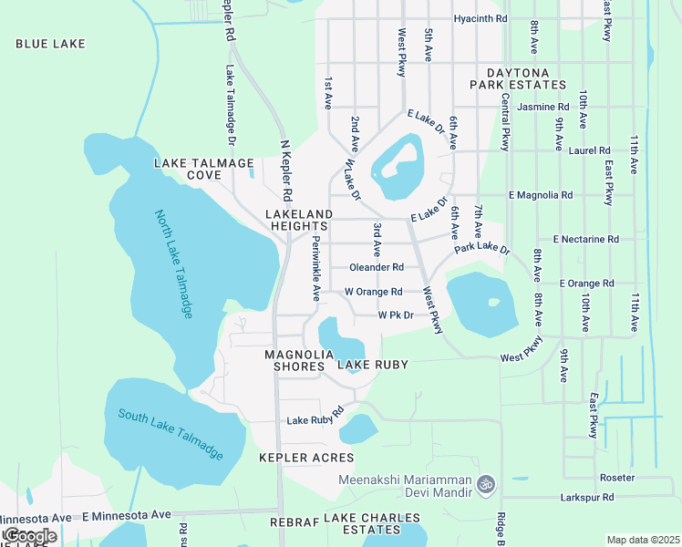 map of restaurants, bars, coffee shops, grocery stores, and more near 2326 Oleander Road in DeLand