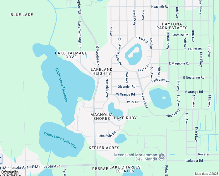map of restaurants, bars, coffee shops, grocery stores, and more near 1501 Periwinkle Drive in DeLand