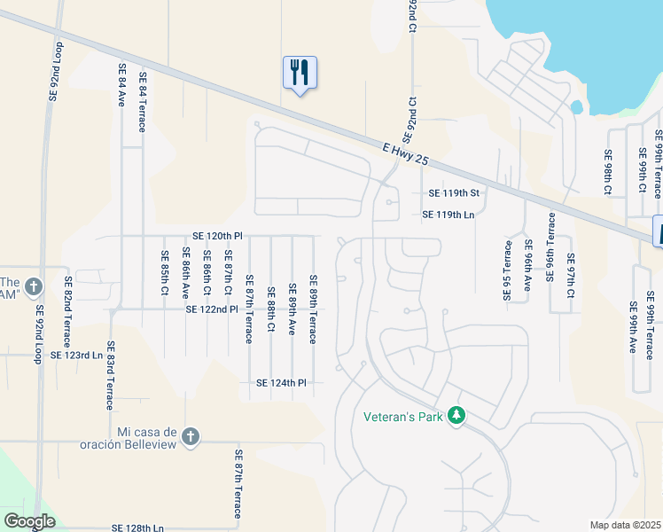 map of restaurants, bars, coffee shops, grocery stores, and more near 9115 Southeast 120th Loop in Summerfield