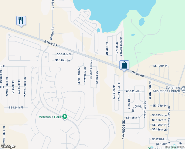 map of restaurants, bars, coffee shops, grocery stores, and more near 12123 Southeast 96th Terrace in Belleview