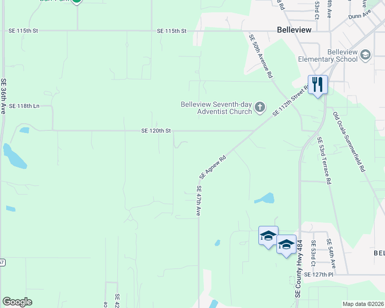 map of restaurants, bars, coffee shops, grocery stores, and more near 12130 Southeast 47th Avenue in Belleview