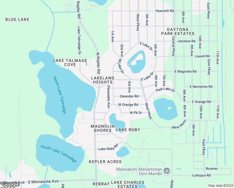 map of restaurants, bars, coffee shops, grocery stores, and more near 1501 Periwinkle Drive in DeLand