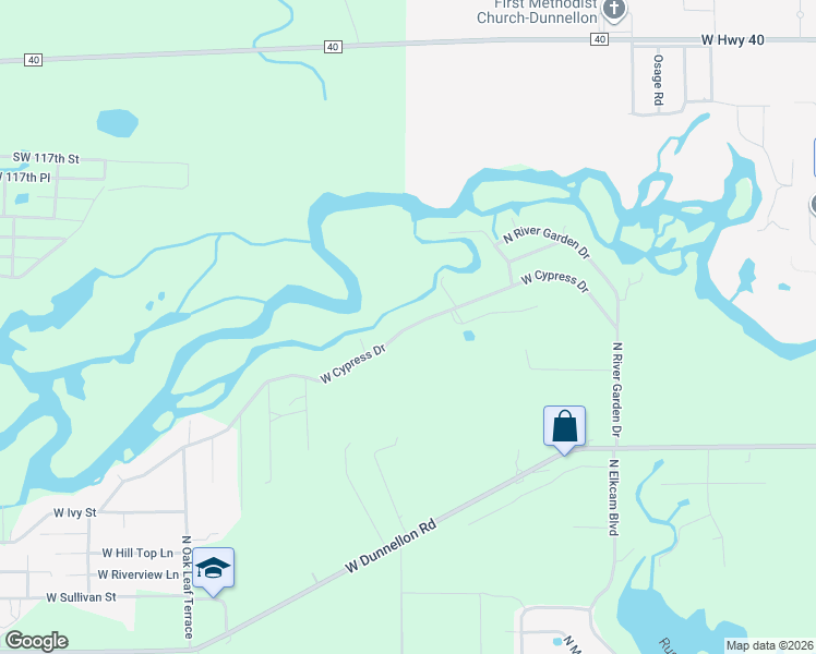 map of restaurants, bars, coffee shops, grocery stores, and more near 2979 West Cypress Drive in Dunnellon