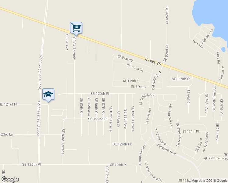 map of restaurants, bars, coffee shops, grocery stores, and more near 8809 Southeast 120th Place in Belleview