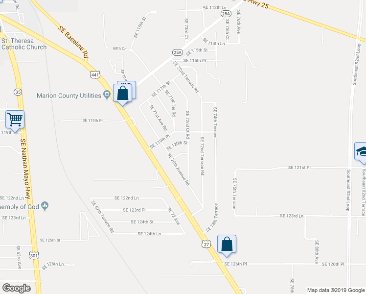 map of restaurants, bars, coffee shops, grocery stores, and more near 7280 Southeast 120th Street in Belleview