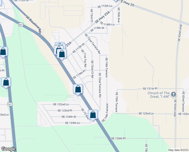map of restaurants, bars, coffee shops, grocery stores, and more near 7280 Southeast 120th Street in Belleview