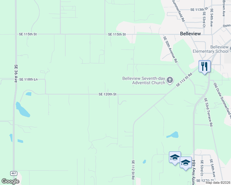 map of restaurants, bars, coffee shops, grocery stores, and more near 4503 Southeast 120th Street in Belleview