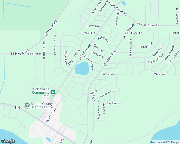 map of restaurants, bars, coffee shops, grocery stores, and more near 191 Guava Terrace in Ocklawaha