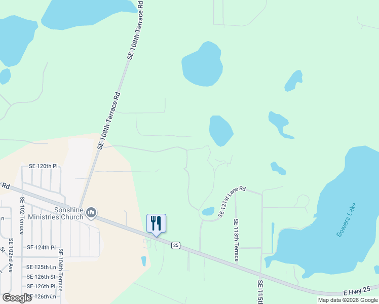 map of restaurants, bars, coffee shops, grocery stores, and more near 11125 Southeast 119th Street in Belleview