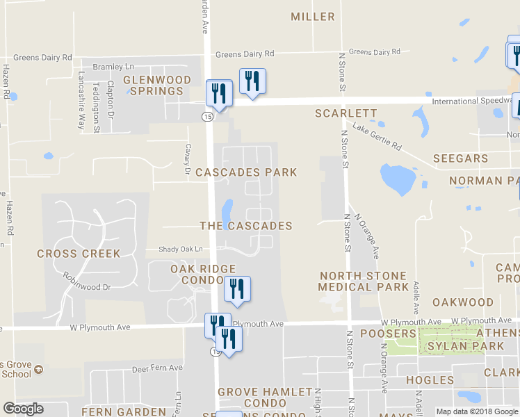 map of restaurants, bars, coffee shops, grocery stores, and more near 1094 Clear Lake Drive in DeLand