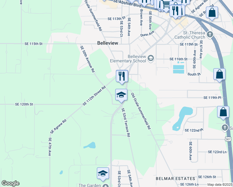 map of restaurants, bars, coffee shops, grocery stores, and more near 11960 Southeast County Highway 484 in Belleview