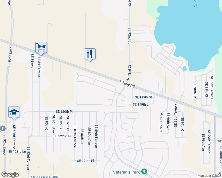 map of restaurants, bars, coffee shops, grocery stores, and more near 11725 Southeast 91st Circle in Summerfield
