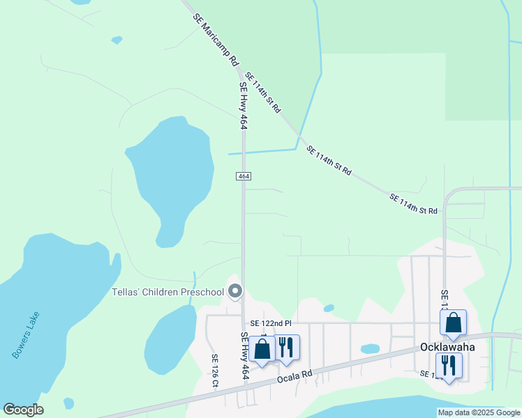 map of restaurants, bars, coffee shops, grocery stores, and more near 11839 Southeast Highway 464 in Ocklawaha
