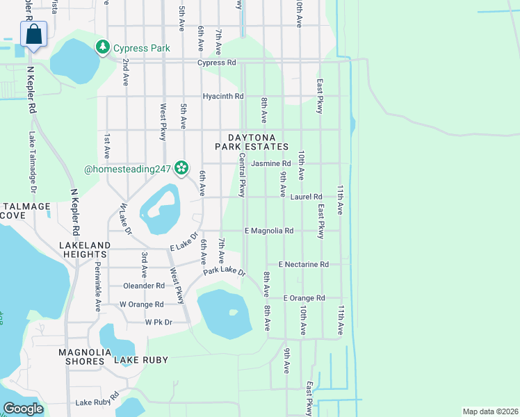 map of restaurants, bars, coffee shops, grocery stores, and more near 1230 8th Avenue in DeLand