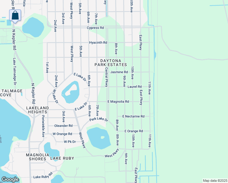 map of restaurants, bars, coffee shops, grocery stores, and more near 1230 8th Avenue in DeLand