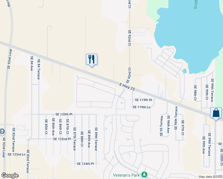 map of restaurants, bars, coffee shops, grocery stores, and more near 11725 Southeast 91st Circle in Summerfield