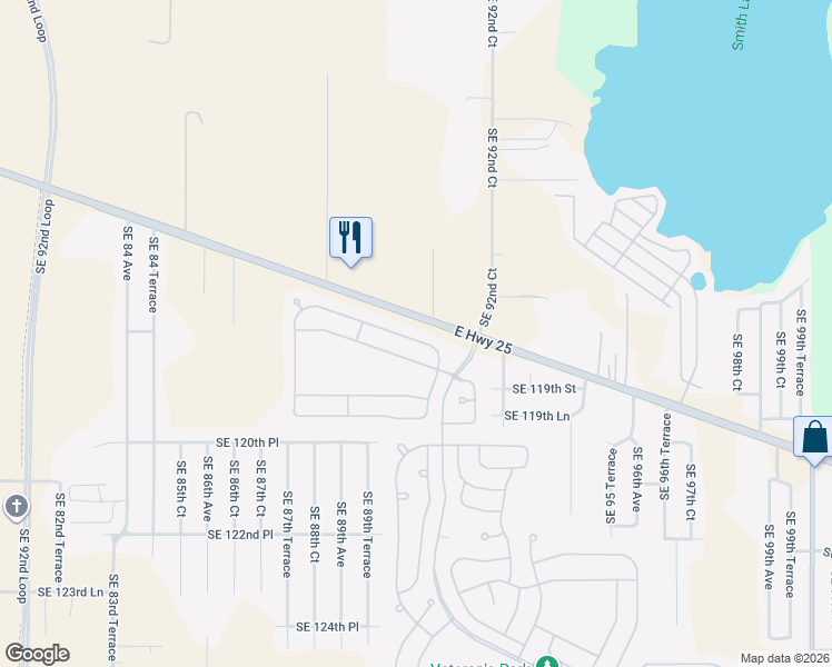 map of restaurants, bars, coffee shops, grocery stores, and more near 11725 Southeast 91st Circle in Summerfield
