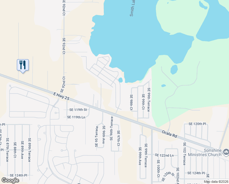 map of restaurants, bars, coffee shops, grocery stores, and more near Heron Drive in Belleview