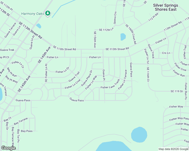 map of restaurants, bars, coffee shops, grocery stores, and more near Fisher Lane Way in Ocklawaha