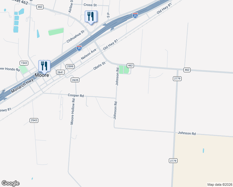 map of restaurants, bars, coffee shops, grocery stores, and more near 337 Johnson Road in Moore