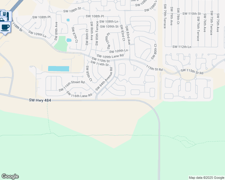 map of restaurants, bars, coffee shops, grocery stores, and more near 8281 Southwest 115th Lane in Ocala