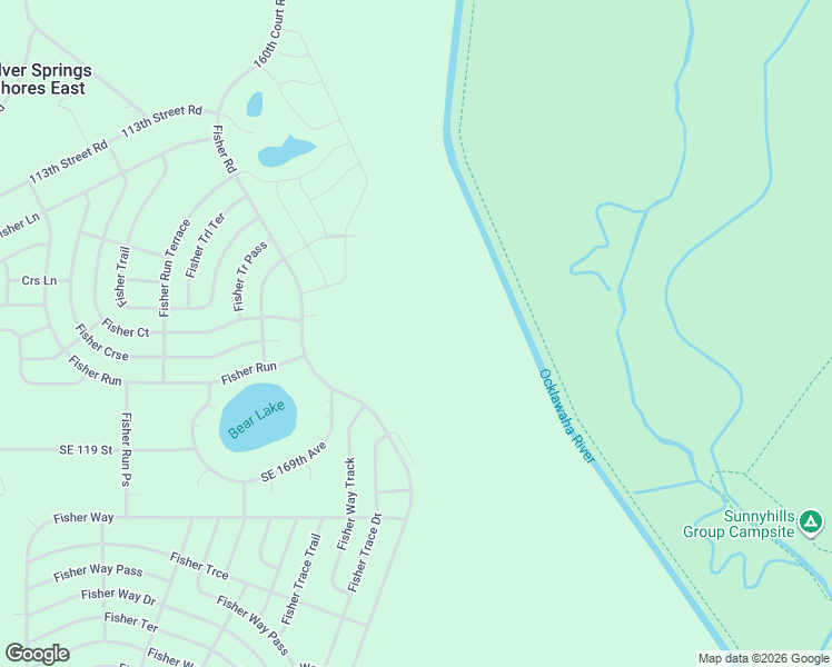 map of restaurants, bars, coffee shops, grocery stores, and more near 475 Fisher Road in Ocklawaha