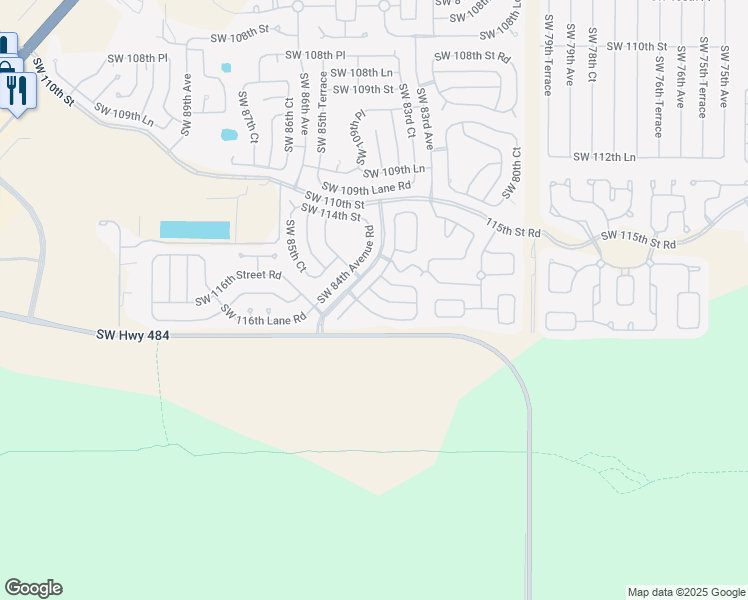 map of restaurants, bars, coffee shops, grocery stores, and more near 8281 Southwest 115th Lane in Ocala