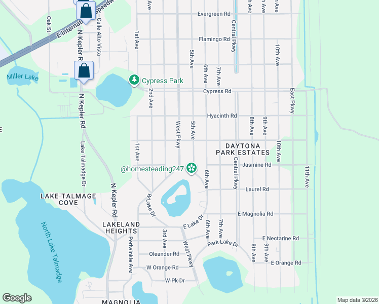 map of restaurants, bars, coffee shops, grocery stores, and more near 1445 5th Avenue in DeLand