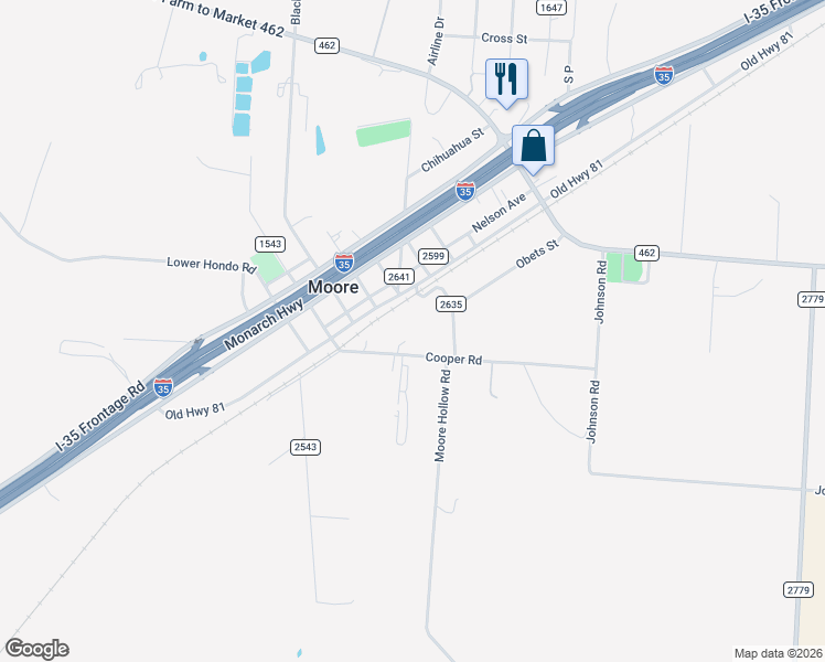 map of restaurants, bars, coffee shops, grocery stores, and more near 337 Johnson Road in Moore