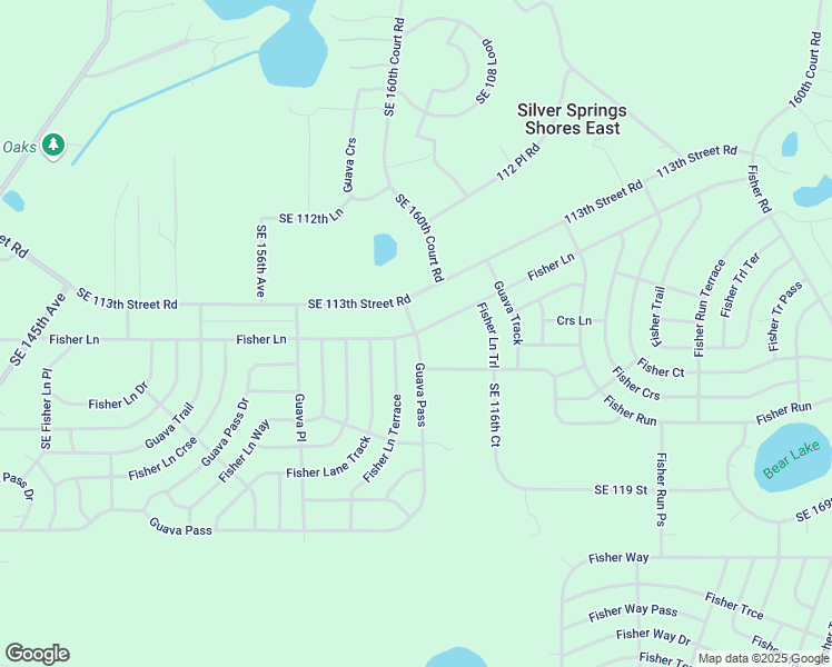 map of restaurants, bars, coffee shops, grocery stores, and more near Fisher Lane in Ocklawaha