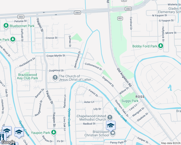 map of restaurants, bars, coffee shops, grocery stores, and more near 215 Dogwood Street in Lake Jackson