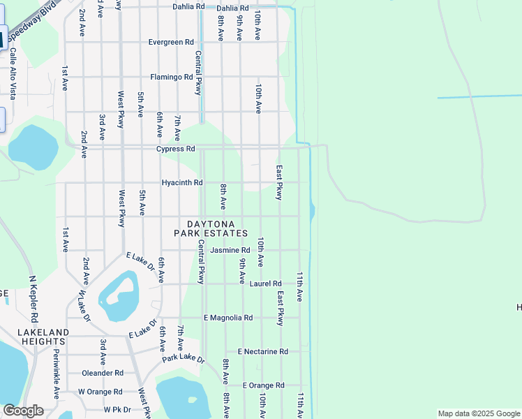 map of restaurants, bars, coffee shops, grocery stores, and more near 1521 10th Avenue in DeLand