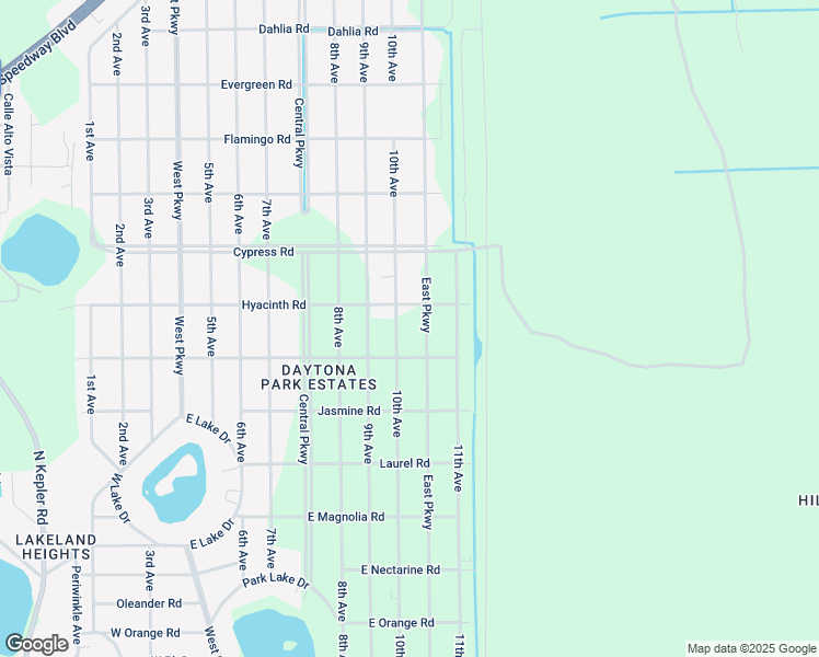 map of restaurants, bars, coffee shops, grocery stores, and more near 1521 10th Avenue in DeLand