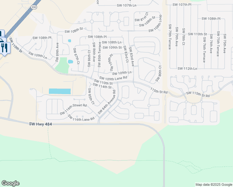 map of restaurants, bars, coffee shops, grocery stores, and more near 11408 Southwest 82nd Terrace in Ocala
