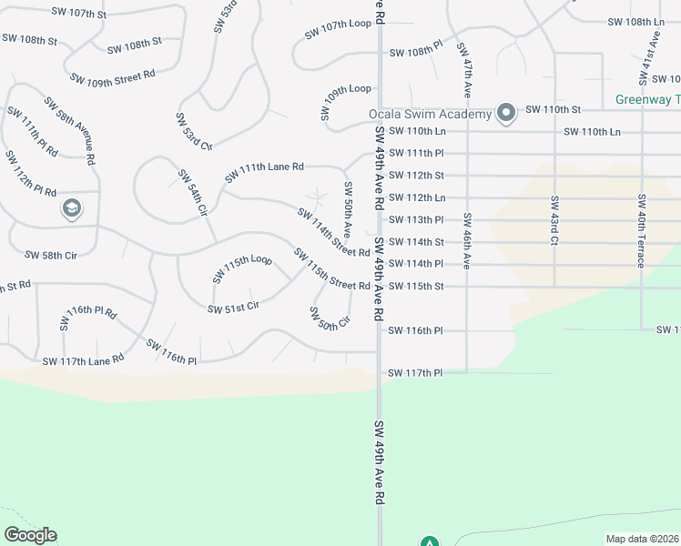 map of restaurants, bars, coffee shops, grocery stores, and more near 5024 Southwest 114th Street Road in Ocala