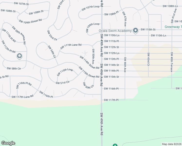 map of restaurants, bars, coffee shops, grocery stores, and more near 5024 Southwest 114th Street Road in Ocala