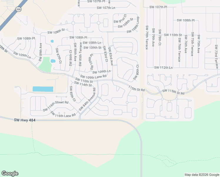 map of restaurants, bars, coffee shops, grocery stores, and more near 11407 Southwest 82nd Avenue in Ocala