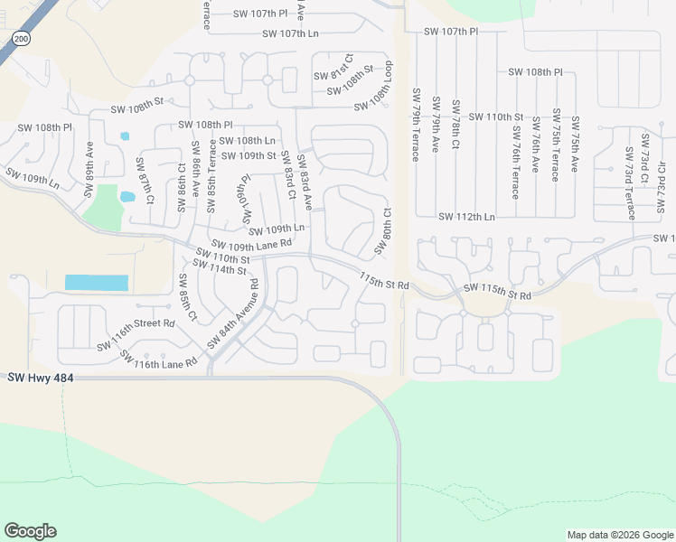 map of restaurants, bars, coffee shops, grocery stores, and more near 11439 Southwest 82nd Court Road in Ocala