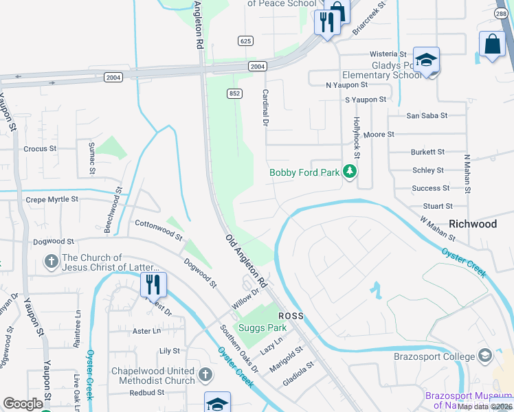 map of restaurants, bars, coffee shops, grocery stores, and more near 116 Blue Jay Court in Richwood