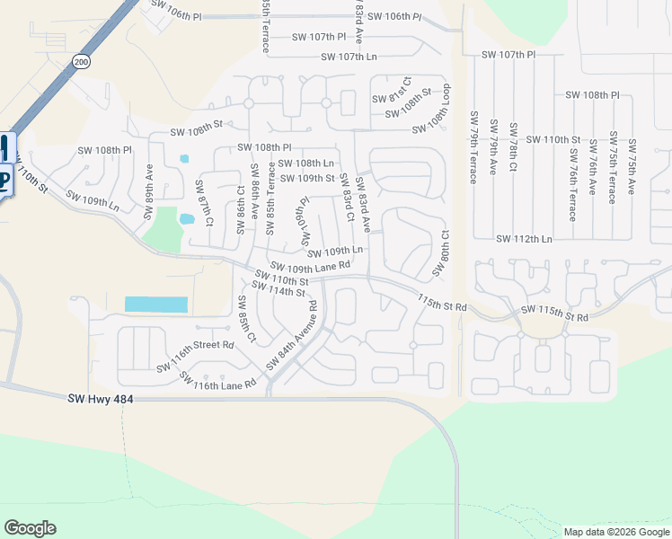 map of restaurants, bars, coffee shops, grocery stores, and more near 8390 Southwest 109th Lane in Ocala