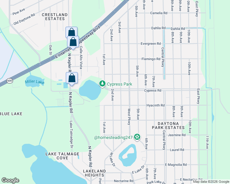 map of restaurants, bars, coffee shops, grocery stores, and more near 1675 2nd Avenue in DeLand