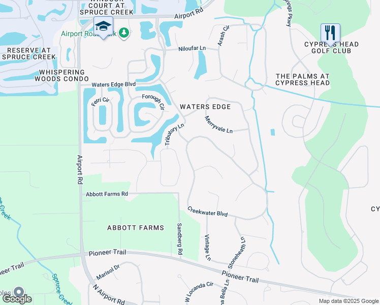 map of restaurants, bars, coffee shops, grocery stores, and more near 1766 Creekwater Boulevard in Port Orange