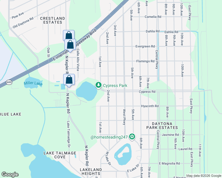 map of restaurants, bars, coffee shops, grocery stores, and more near 1675 2nd Avenue in DeLand