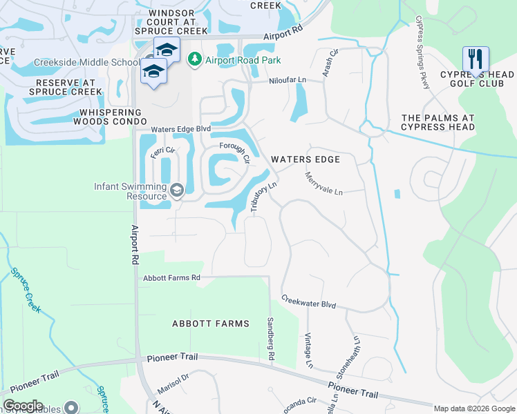 map of restaurants, bars, coffee shops, grocery stores, and more near 1761 Creekwater Boulevard in Port Orange