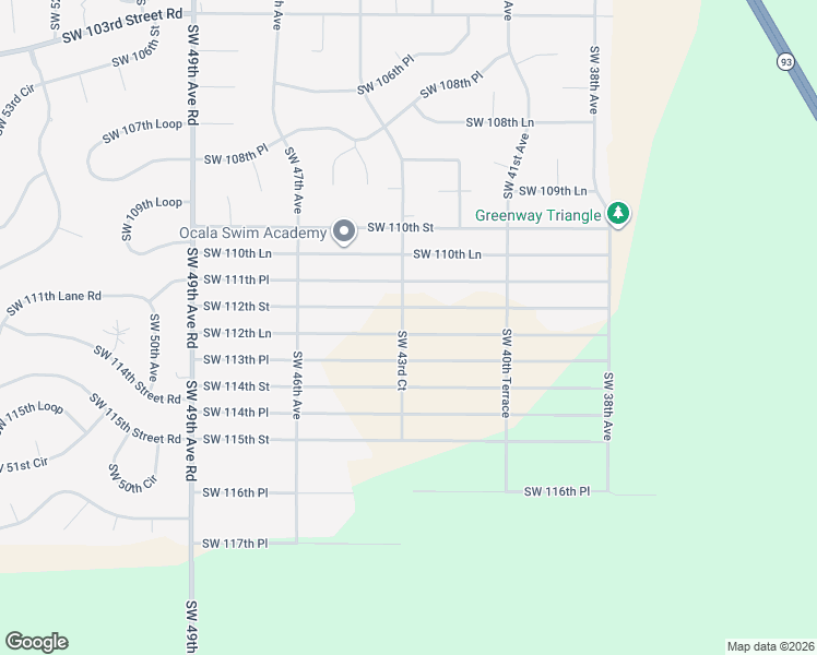 map of restaurants, bars, coffee shops, grocery stores, and more near Southwest 43rd Court in Ocala
