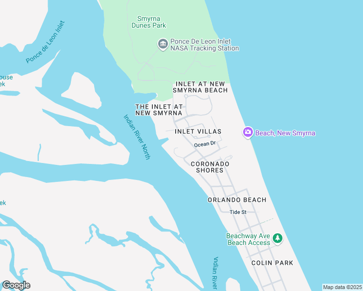 map of restaurants, bars, coffee shops, grocery stores, and more near 2017 Spyglass Lane in New Smyrna Beach