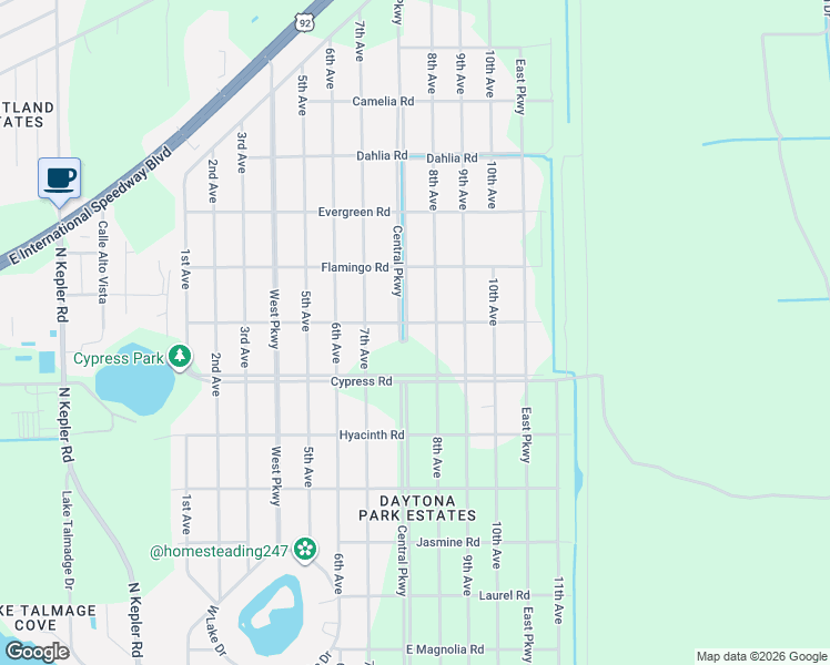 map of restaurants, bars, coffee shops, grocery stores, and more near 1760 8th Avenue in DeLand